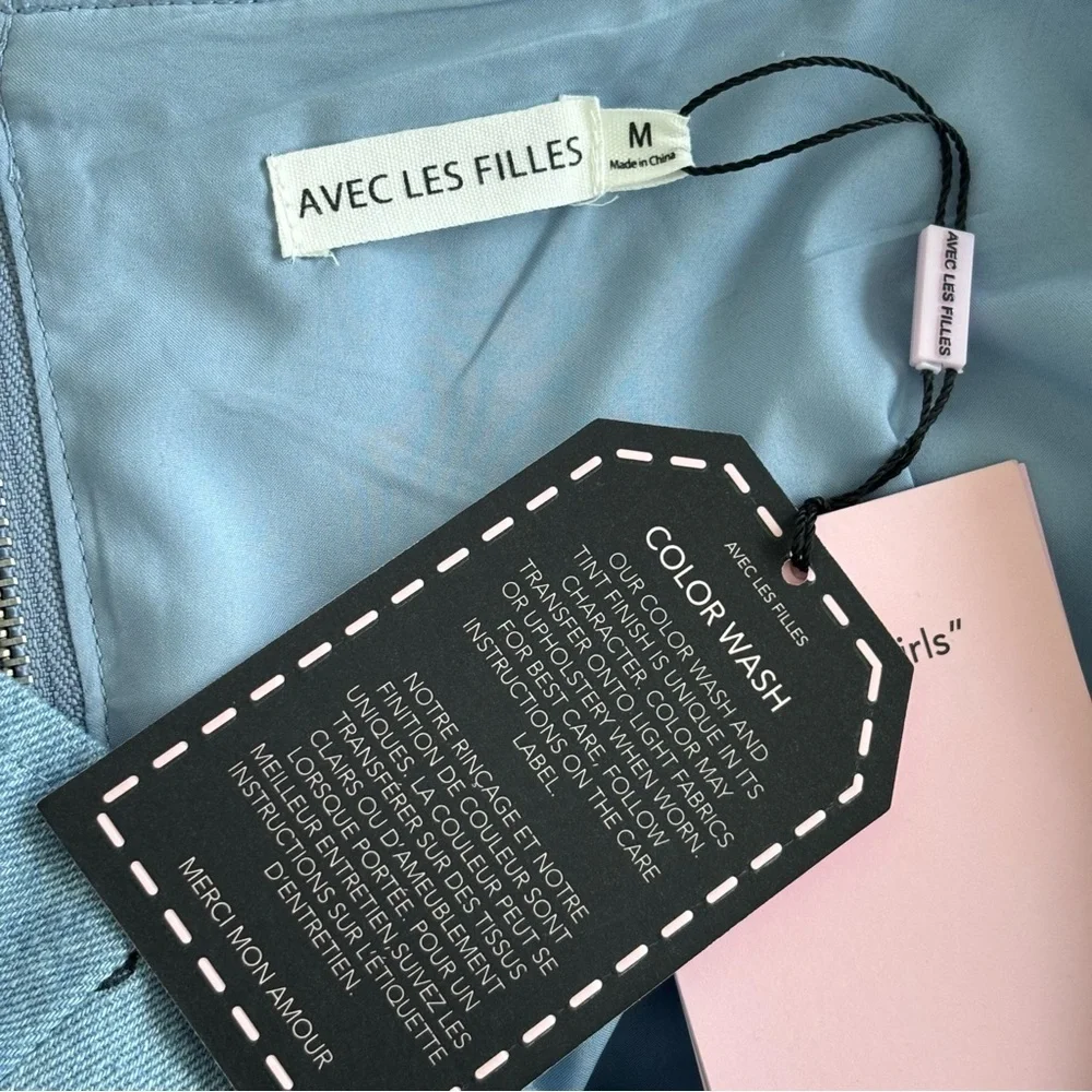 NWT Avec Les Filles Flirty Sky Blue Cotton Dotted Mini Shift Fit n Flare Dress - Picture 10 of 11